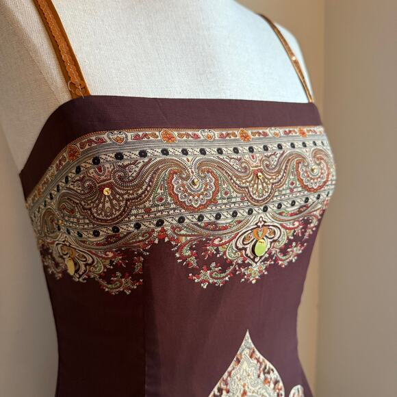 Lyndia Sequin Ornamental Cocktail Dress Brown Gold Size 4 - Picture 5 of 16